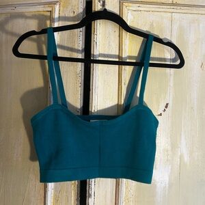 Talula Teal Ribbed Crop Tank
